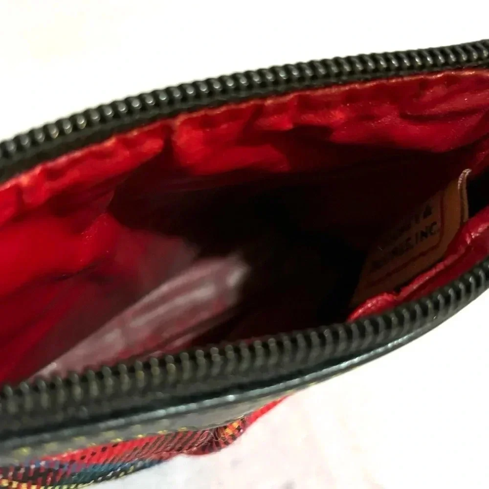Dooney bourke tartan plaid wool wristlet pouch